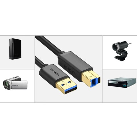 Kabel przewód do drukarki USB-A 3.0 - USB-B 5Gbps 1m - czarny Kabel przewód do drukarki USB-A 3.0 - USB-B 5Gbps 1m - czarny