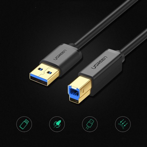 Kabel przewód do drukarki USB-A 3.0 - USB-B 5Gbps 1m - czarny Kabel przewód do drukarki USB-A 3.0 - USB-B 5Gbps 1m - czarny