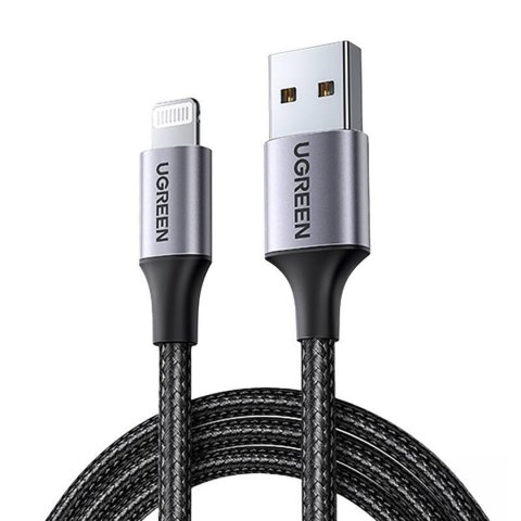 Kabel przewód w oplocie USB-A - iPhone Lightning MFi 2m - czarny Kabel przewód w oplocie USB-A - iPhone Lightning MFi 2m - czarny