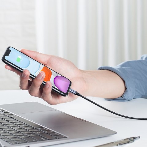 Kabel przewód w oplocie USB-A - iPhone Lightning MFi 2m - czarny Kabel przewód w oplocie USB-A - iPhone Lightning MFi 2m - czarny