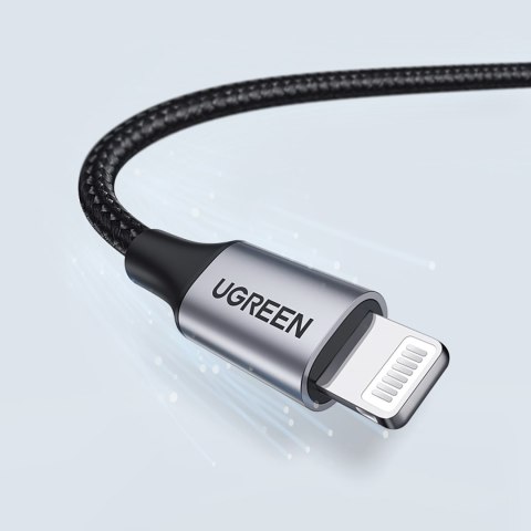 Kabel przewód w oplocie USB-A - iPhone Lightning MFi 2m - czarny Kabel przewód w oplocie USB-A - iPhone Lightning MFi 2m - czarny
