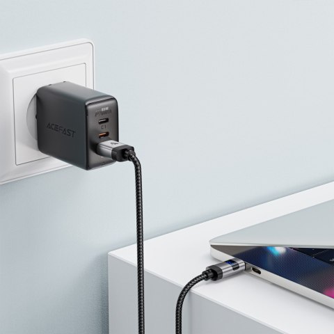 Kabel przewód USB-A - USB-C z wyświetlaczem 480Mb/s 66W 1.2m - czarny