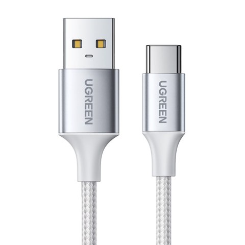 Kabel przewód w oplocie USB-A - USB-C QC 3.0 AFC i FCP 3A 2m - biały Kabel przewód w oplocie USB-A - USB-C QC 3.0 AFC i FCP 3A 2m - biały