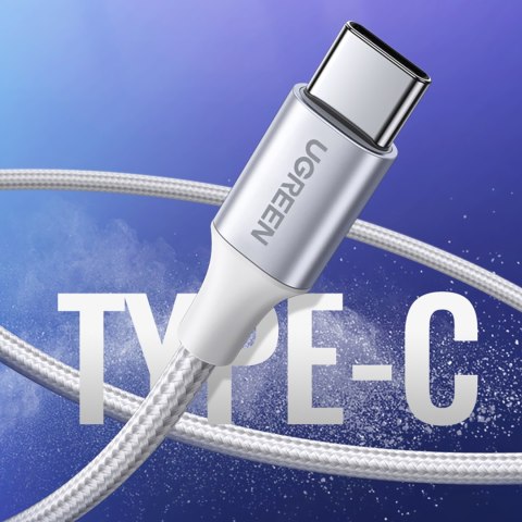 Kabel przewód w oplocie USB-A - USB-C QC 3.0 AFC i FCP 3A 2m - biały Kabel przewód w oplocie USB-A - USB-C QC 3.0 AFC i FCP 3A 2m - biały