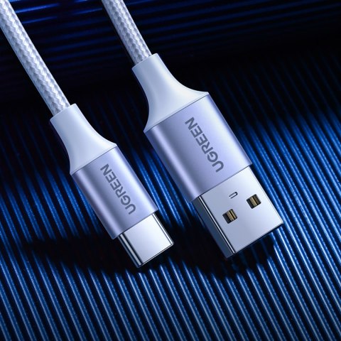 Kabel przewód w oplocie USB-A - USB-C QC 3.0 AFC i FCP 3A 2m - biały Kabel przewód w oplocie USB-A - USB-C QC 3.0 AFC i FCP 3A 2m - biały