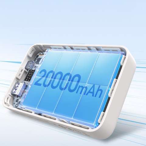 Powerbank 20000mAh 22.5W USB-C USB-A wbudowany kabel USB-C - biały Powerbank 20000mAh 22.5W USB-C USB-A wbudowany kabel USB-C - biały