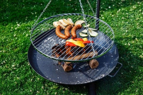 GRILL OGRODOWY na wysięgniku ŻURAW ruszt nierdzewny + palenisko + trójnóg GRILL OGRODOWY na wysięgniku ŻURAW ruszt nierdzewny + palenisko + trójnóg