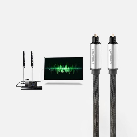 Kabel przewód optyczny audio światłowód Toslink SPDIF 1m - szary Kabel przewód optyczny audio światłowód Toslink SPDIF 1m - szary