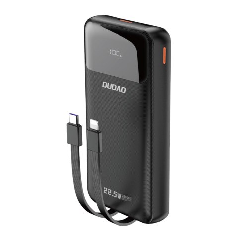 Powerbank 20000mAh z wbudowanymi kablami iPhone Lightning USB-C USB-A 22.5W PD - czarny Powerbank 20000mAh z wbudowanymi kablami iPhone Lightning USB-C USB-A 22.5W PD - czarny