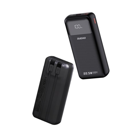 Powerbank 20000mAh z wbudowanymi kablami iPhone Lightning USB-C USB-A 22.5W PD - czarny Powerbank 20000mAh z wbudowanymi kablami iPhone Lightning USB-C USB-A 22.5W PD - czarny