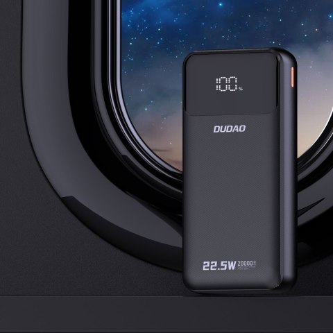 Powerbank 20000mAh z wbudowanymi kablami iPhone Lightning USB-C USB-A 22.5W PD - czarny Powerbank 20000mAh z wbudowanymi kablami iPhone Lightning USB-C USB-A 22.5W PD - czarny