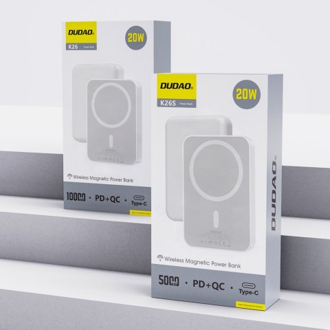 Powerbank K26S 5000mAh 20W USB-A / USB-C / MagSafe - biały Powerbank K26S 5000mAh 20W USB-A / USB-C / MagSafe - biały