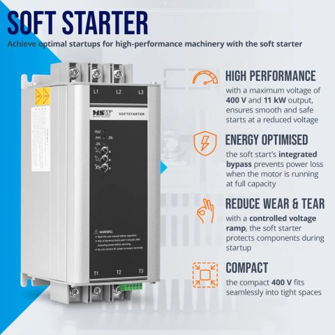 Soft starter do łagodnego rozruchu silników 25 A 11 kW 400 V Soft starter do łagodnego rozruchu silników 25 A 11 kW 400 V