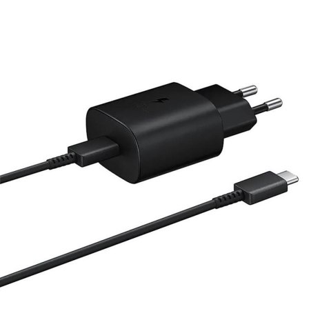 Ładowarka sieciowa Samsung USB-C 25W z kablem USB-C - czarna Ładowarka sieciowa Samsung USB-C 25W z kablem USB-C - czarna