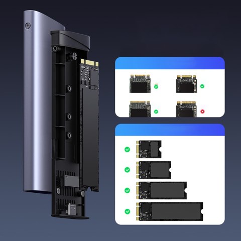 Obudowa na dysk M.2 NVMe/SATA SSD - srebrna Obudowa na dysk M.2 NVMe/SATA SSD - srebrna