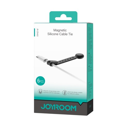 Opaska na kable silikonowa z magnesem czarna - zestaw 6 szt. Opaska na kable silikonowa z magnesem czarna - zestaw 6 szt.