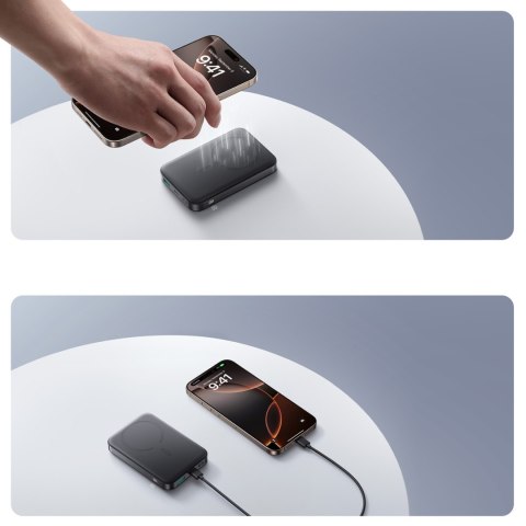 Powerbank 10000mAh 22.5W Qi2 JR-PBM12 MagSafe z podstawką - czarny Powerbank 10000mAh 22.5W Qi2 JR-PBM12 MagSafe z podstawką - czarny