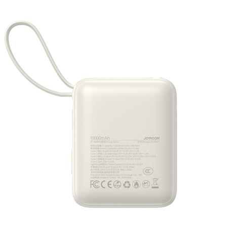 Powerbank 10000mAh 22.5W z wbudowanymi kablami USB-C Lightning - biały Powerbank 10000mAh 22.5W z wbudowanymi kablami USB-C Lightning - biały
