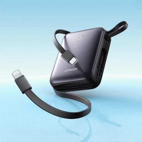 Powerbank 10000mAh 22.5W z wbudowanymi kablami USB-C Lightning - czarny Powerbank 10000mAh 22.5W z wbudowanymi kablami USB-C Lightning - czarny