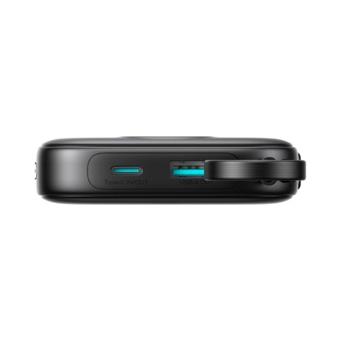 Powerbank 10000mAh z wbudowanym kablem 22.5 iPhone Lightning USB-C 0.25 cm - czarny Powerbank 10000mAh z wbudowanym kablem 22.5 iPhone Lightning USB-C 0.25 cm - czarny