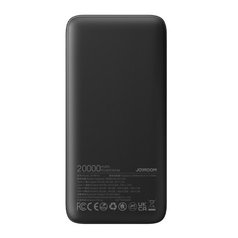 Powerbank 20000mAh USB-C USB-A 22.5W - czarny Powerbank 20000mAh USB-C USB-A 22.5W - czarny