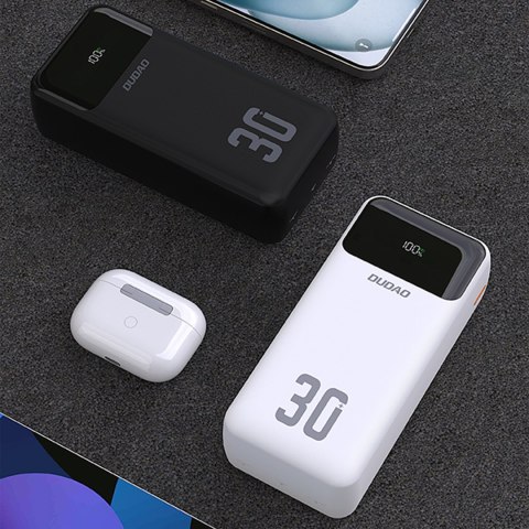 Powerbank 30000mAh z wbudowanymi kablami PD 22.5W - biały Powerbank 30000mAh z wbudowanymi kablami PD 22.5W - biały