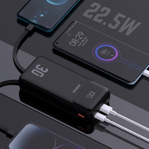 Powerbank 30000mAh z wbudowanymi kablami PD 22.5W - czarny Powerbank 30000mAh z wbudowanymi kablami PD 22.5W - czarny