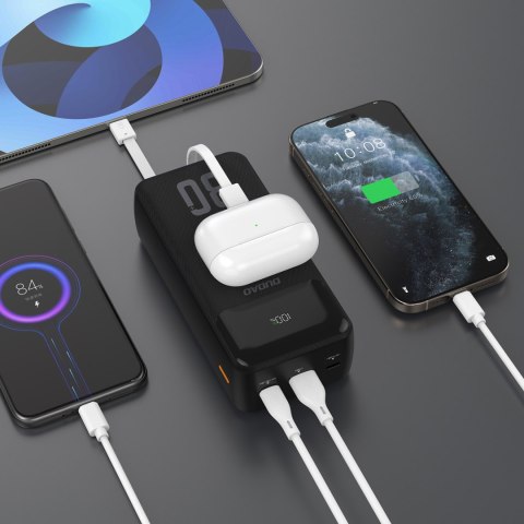 Powerbank 30000mAh z wbudowanymi kablami PD 22.5W - czarny Powerbank 30000mAh z wbudowanymi kablami PD 22.5W - czarny
