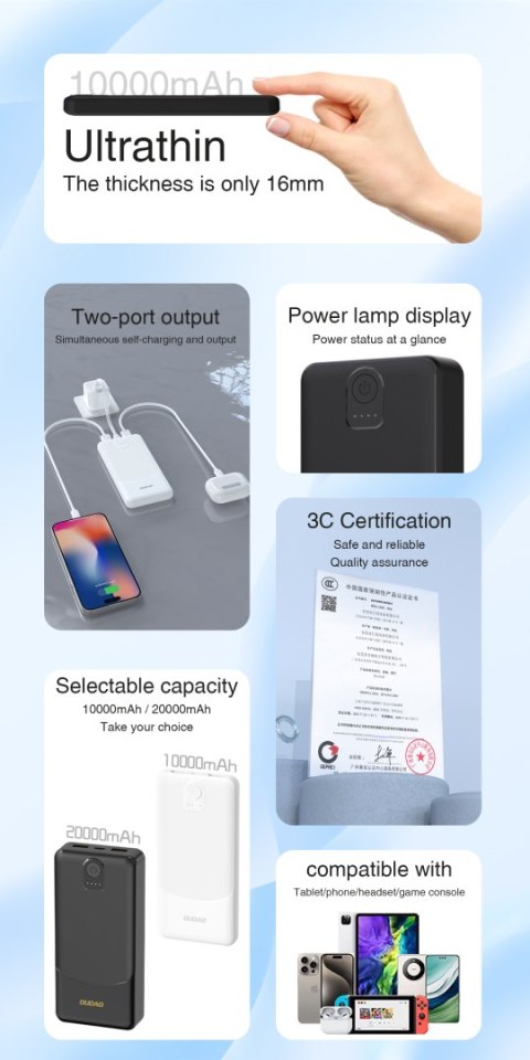 Powerbank K10 10000mAh USB-A 2.4A - czarny Powerbank K10 10000mAh USB-A 2.4A - czarny
