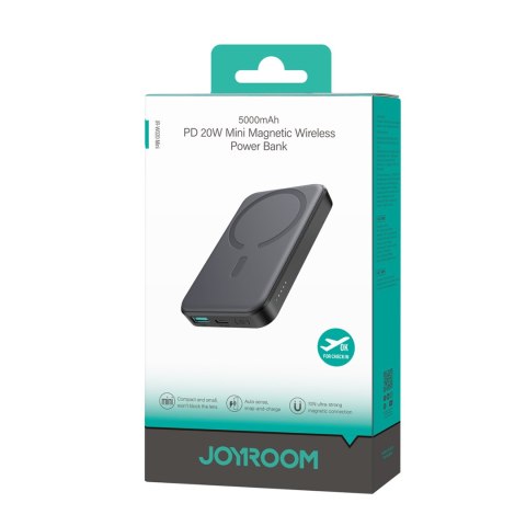 Powerbank indukcyjny 5000mAh USB-A USB-C 20W z kablem USB-C - czarny Powerbank indukcyjny 5000mAh USB-A USB-C 20W z kablem USB-C - czarny