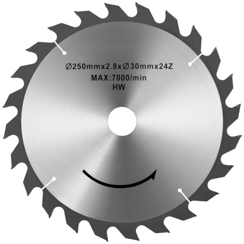 Tarcza do piły tarczowej do cięcia drewna śr. 250/ 30 mm Tarcza do piły tarczowej do cięcia drewna śr. 250/ 30 mm