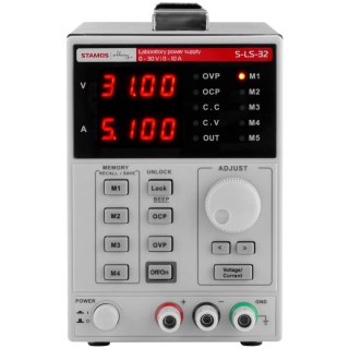 Zasilacz laboratoryjny serwisowy z funkcją pamięci LED 0-30 V 0-10 A DC